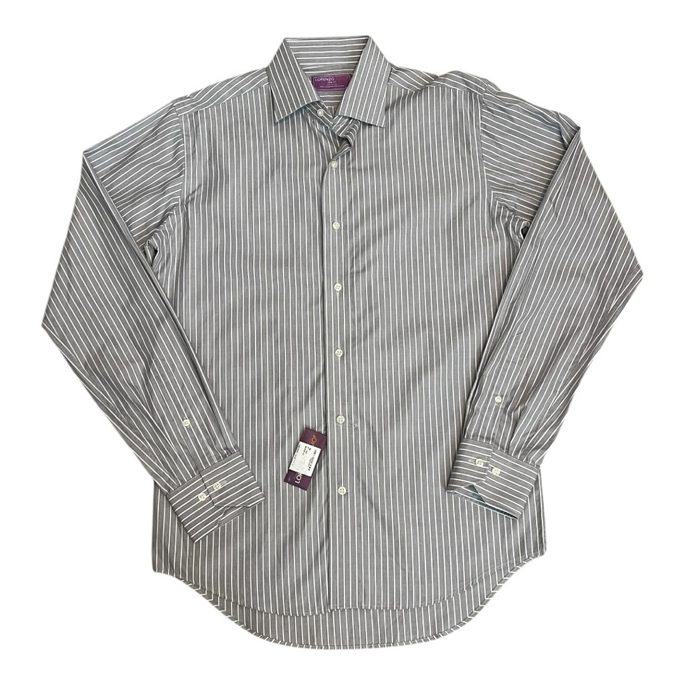 Lorenzo Uomo Gray Striped Dress Shirt New